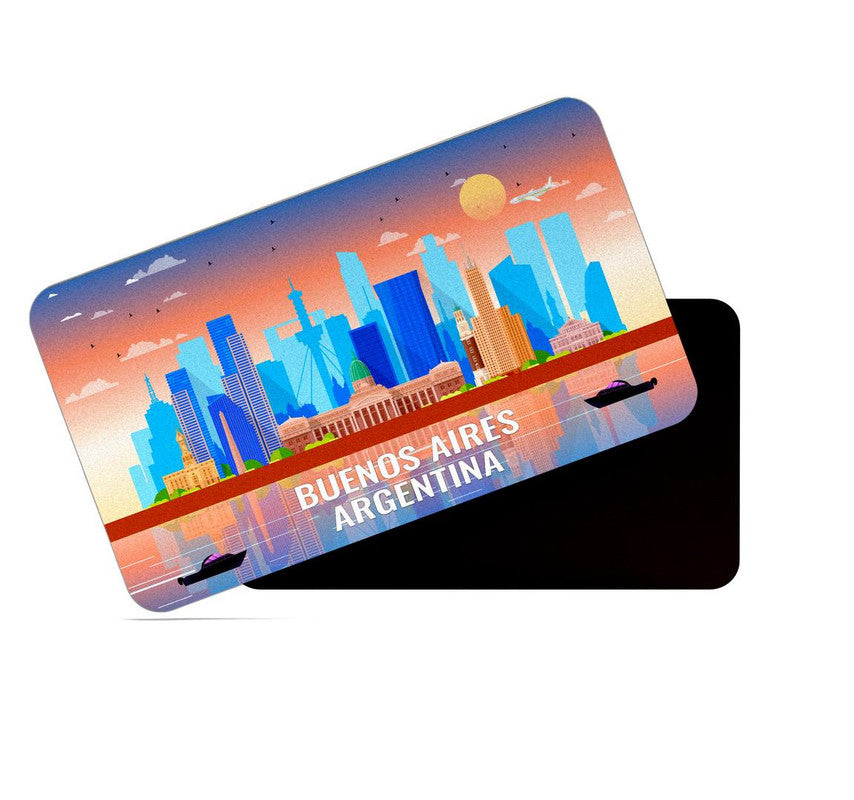 dhcrafts Rectangular Rubber Fridge Magnet / Magnetic Card Multicolor Argentina Buenos Aires Design Pack of 1 (8.6cm x 5.4cm)